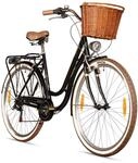 Bergsteiger Marseille 28 Zoll Damenfahrrad, ab 150 cm, Korb aus Rattan,