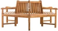 DELUKE Baumbank Nebel Holz Teak 200x200x90 cm | Kreisrunde Sitzbank Mit Lehne