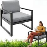 Beautysofa24 Stella Gartenstuhl Metall inkl. Kissen Wetterfest Outdoor Lounge