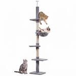 PawHut Kratzbaum Deckenhoch 230-260 cm f&uuml;r Kleine & Gro&szlig;e Katzen Grau