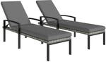 Outsunny 2er Set Sonnenliege Polyrattan Gartenliege mit 5-Fach verstellbar