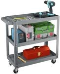 Relaxdays Werkstattwagen, Werkzeugwagen mit 3 Ebenen, grau | mobiler Montagewagen,