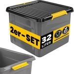 Monzana&reg; 2x Aufbewahrungsbox 32L mit Deckel 40kg belastbar Kunststoff BPA frei