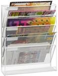 Relaxdays Zeitschriftenhalter Wand, A4-Querformat, 5 F&auml;cher, Metall,
