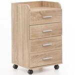 Wohnling Rollcontainer 40x33x70,5 cm Sonoma mit 4 Schubladen