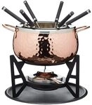 Artes&agrave; Fondue-Set mit 6 Gabeln und Schale aus Edelstahl, Keramikschale,