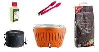LotusGrill Starter-Set Classic 1x Grill Mandarinenorange mit USB-Anschlu&szlig;, 1x