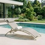 Gartenliege RELAX mit verstellbarer R&uuml;ckenlehne und Kissen, Champagner &ndash;