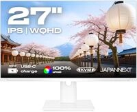 JapanNext Monitor Wei&szlig; 27" IPS WQHD (2560x1440) | HDR | USB-C-Ladung (65W) | H&ouml;hen-