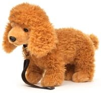 Uni-Toys - Pudel (Hellbraun), stehend (mit Leine) - 30 cm (L&auml;nge) - Pl&uuml;sch-Hund -