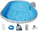 Planet Pool Stahlwandpool Set oval Fererra 525x320x120 cm, Stahl 0,6 mm wei&szlig;,...