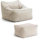 mokebo Sitzsack Sessel mit Hocker aus Cord 'Der L&uuml;mmel', XXL Sitzsack, Cord...
