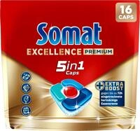 Somat Excellence Premium 5in1 Caps (16 Caps), schnellaufl&ouml;sende Sp&uuml;lmaschinentabs
