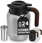LEBENLANG Thermoskanne 1,5L Keramikbeschichtung - Inkl. Teesieb & 24h Hei&szlig; 