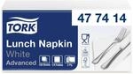 Tork Serviette Lunch doux blanc, pliage 1/4, 3 plis, 33 cm x 33 cm, 10 x 150