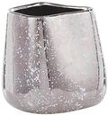 Dekovase aus Steinzeug in gl&auml;nzendem Silber 20 cm asymmetrisch Glamour Stil...