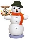 Kuhnert Rauchmann/R&auml;ucherfigur aus Holz - Schneemann mit Weihnachtspyramide -...