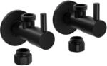 Bernstein Design-Eckventil 2er-Pack Schwarz matt massiv Anschluss 1/2' x 1/2'...