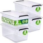 Deuba&reg; 4x Aufbewahrungsbox mit Deckel 2L Box Kunststoff Kisten...