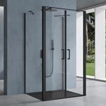 doporro U-Form Duschkabine 75x90cm Duschabtrennung in schwarz zwei Dreht&uuml;ren