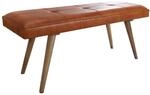 FineBuy Sitzbank 120 cm Massivholz Stoff Braun, Polsterbank Retro