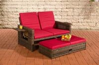CLP Polyrattan 2er-Loungesofa Ancona 5mm I Rundrattan Garten-Sofa Mit...