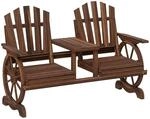 Outsunny 2-Sitzer Gartenbank Holz, wetterfest Balkonbank mit Schirmloch, Beine...