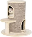 PawHut Kratztonne f&uuml;r Katzen, 61 cm Hoch Katzentonne mit 2 H&ouml;hlen, Kratzbaum...