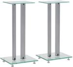 vidaXL 2X Lautsprecherst&auml;nder Glas Silbern Boxen St&auml;nder Boxenst&auml;nder Stativ