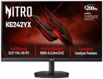 Acer Nitro KG242YX1 Gaming Monitor 23.8 Inch (60 cm Screen) Full HD, IPS, 200Hz,
