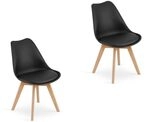 Home Collective 2er Set Esszimmerstuhl Stuhl Wohnzimmerstuhl 2X schwarz mit