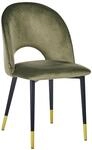 Esszimmerstuhl 2er-Set Samt gr&uuml;n runde Sitzfl&auml;che Metallbeine Retro Magalia