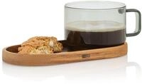 AdHoc TK84 Impact Kaffeeglas 300 ml mit Untersetzer aus Akazienholz, mundgeblasenes