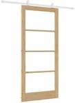 vidaXL Schiebet&uuml;r ORKDAL 93 x 202 cm Massivholz Kiefer und Glas Natur