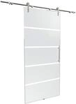 inova Glas-Schiebet&uuml;r offene Schiene 900 x 2080 mm Blockstreifen Edelstahl