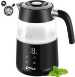 Ecosa&reg; Wasserkocher mit Temperatureinstellung Glas Edelstahl - Teekocher 2.200...