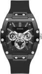 Guess Watches Phoenix Herren Uhr analog Quarzwerk mit Silikon Armband GW0203G3