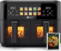 Balter Hei&szlig;luftfritteuse 2 Kammern mit Sichtfenster 9L (2x4,5L) - 2400W...