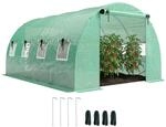 Outsunny Gew&auml;chshaus ca. 4 x 3 x 2 m mit Rollbar 2 Rei&szlig;verschlusst&uuml;r Gr&uuml;n
