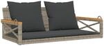 vidaXL H&auml;ngebank mit Kissen Grau 109x62x40 cm Poly Rattan