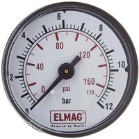 ELMAG 42221 Druckluft Manometer 50 mm 0-10 bar mit Au&szlig;engewinde hinten 1/8"