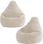 Icon Dalton Sitzsack Kinder, Beige, 2er Pack, Flauschiger Cord Stoff, Sitzsack...