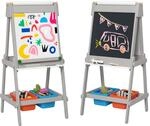 AIRPLAY 3 in 1 Kinder Staffelei, Kindertafel Doppelseitige Whiteboard und Tafel...