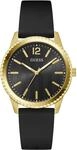 Guess CHIP Herren Armbanduhr, Quarz Analog, Edelstahl, 40mm, Silikonarmband, Schwarz,