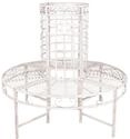DELUKE Baumbank Odin - Stahl Antique wei&szlig; 112x121x121cm | Gartenbank wetterfest