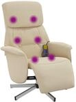 vidaXL Massagesessel mit Fu&szlig;teil Creme Stoff