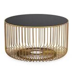 Wohnling Couchtisch Glas Metall 60cm Gold Rund - Moderner Wohnzimmertisch -...