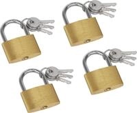 Meister padlocks, 35 mm &ndash; 4 pieces &ndash; keyed differently &ndash; brass body &ndash; steel