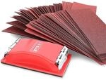 S&R 80-tlg. Schleifpapiersatz mit Handschleifer: Schleif-Papier und...