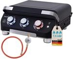 Skandika Plancha Grill Palo 3-Brenner Plus| Gasplancha Grillplatte mit Deckel, 3